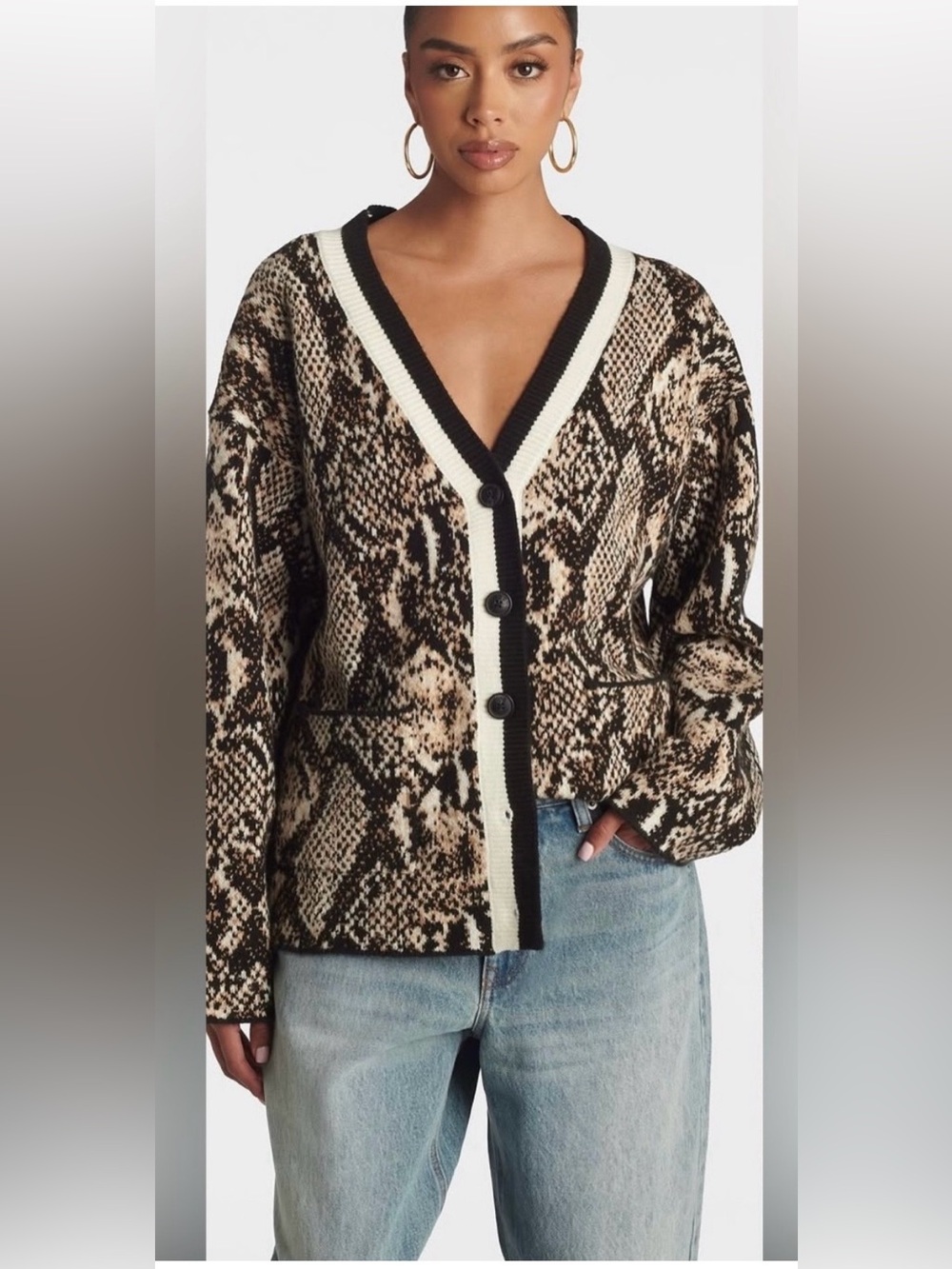 ❤️🎯 NWT! KBB by KAHLANA BARFIELD BROWN Snake Print Cardigan - Size XXL❤️